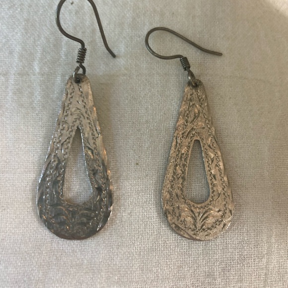 Vintage Marked Alpaca Mexico Silver Dangle earrings - Picture 4 of 6